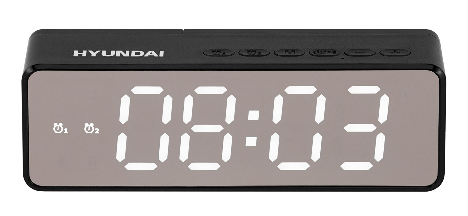 Радиочасы Hyundai H-RCL410 черный LED часы:цифровые FM