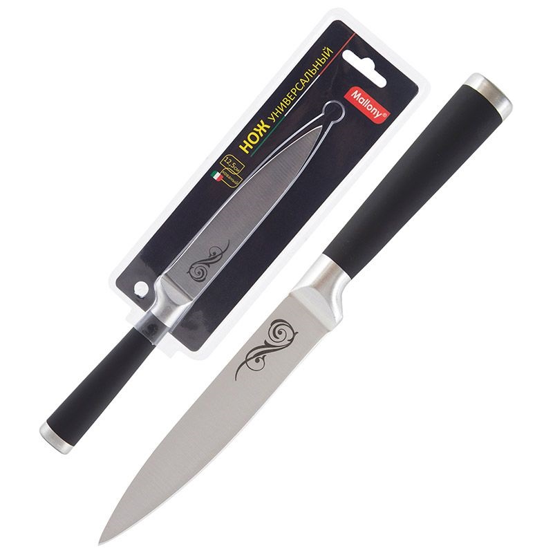 Нож Mallony MAL-05RS (универс., лезвие 12,5 см) с прорезин. ручкой