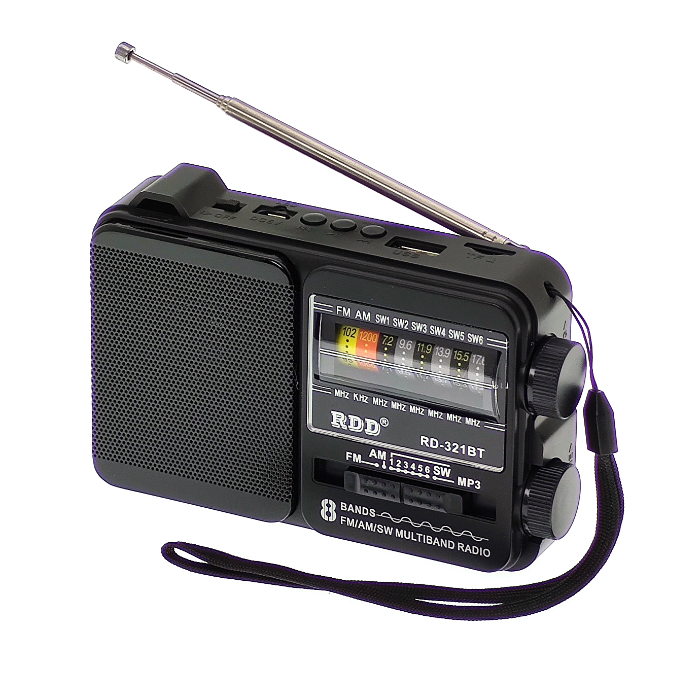 радиопр RRS RD-321BT (USB, Bluetooth, фонарь, акк 18650)