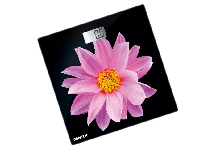 Весы напольные Centek CT-2416 Pink Flower (электрон 180кг, 0,1кг, LCD 45x28, размер 26х26см) 8/уп