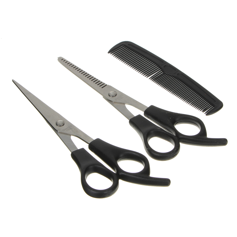 Ножниц набор парикмахерские 2шт 17,7см + расческа 12,4см, металл, пластик GALANTE B3SET