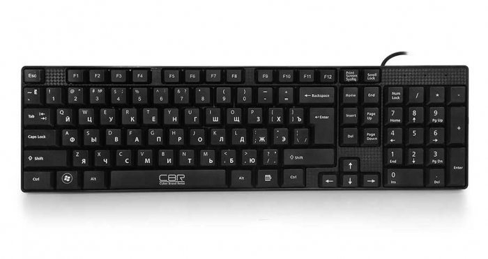 Клавиатура CBR KB 110,офисн.,поверхность под карбон, переключение языка 1 кнопкой (софт), USB