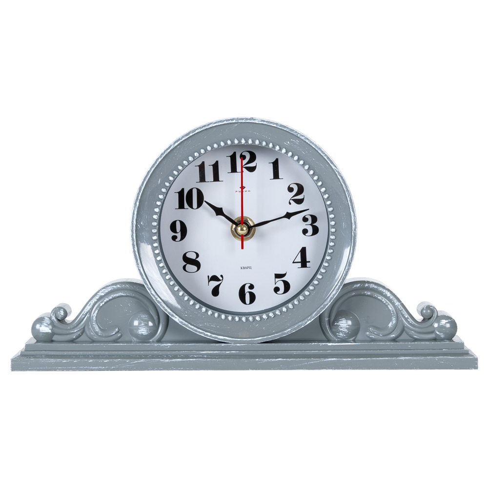 Часы настольные СН 2514 - 002 26х14 см, корпус серый с белым "Классика"  (10)