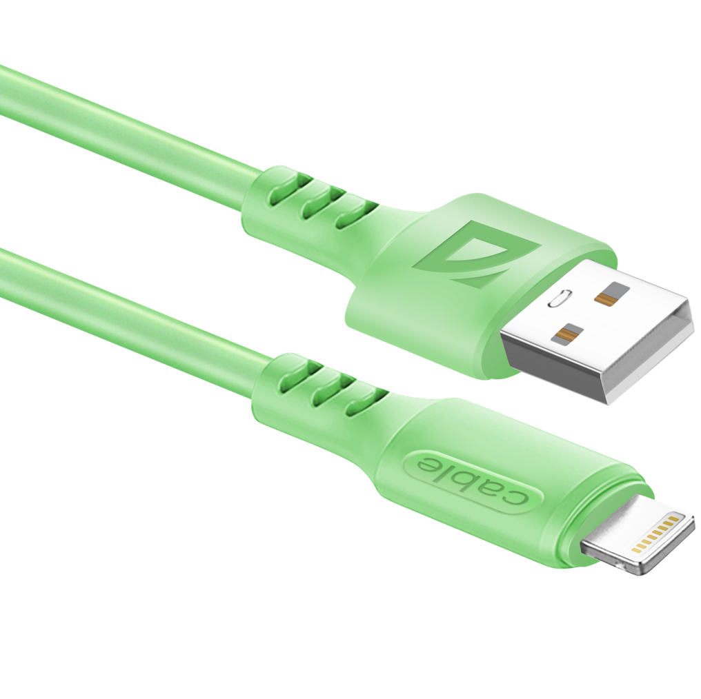 Кабель USB - Lightning  F207,green 1м, 2,4А,силикон пакет Defender