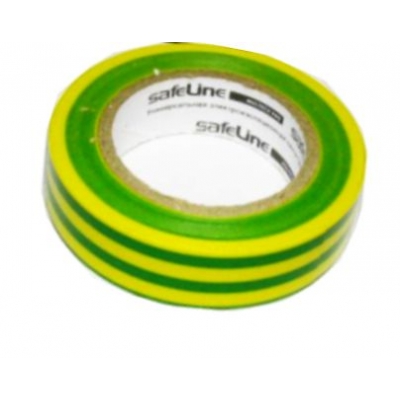 Изолента "Safeline" 15мм * 10м желто-зеленая (уп.10)