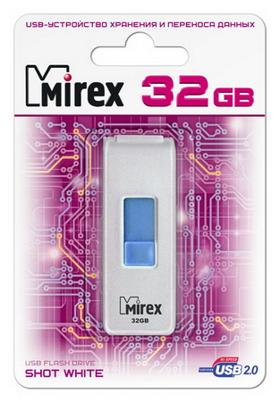 USB2.0 FlashDrives32 Gb Mirex SHOT WHITE