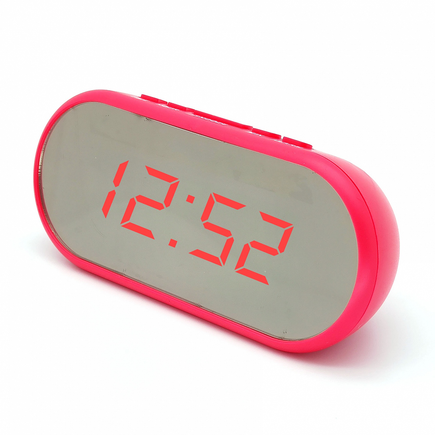 часы настольные VST-712Y-1 розовый корпус (красные цифры) (без блока, питание от USB)