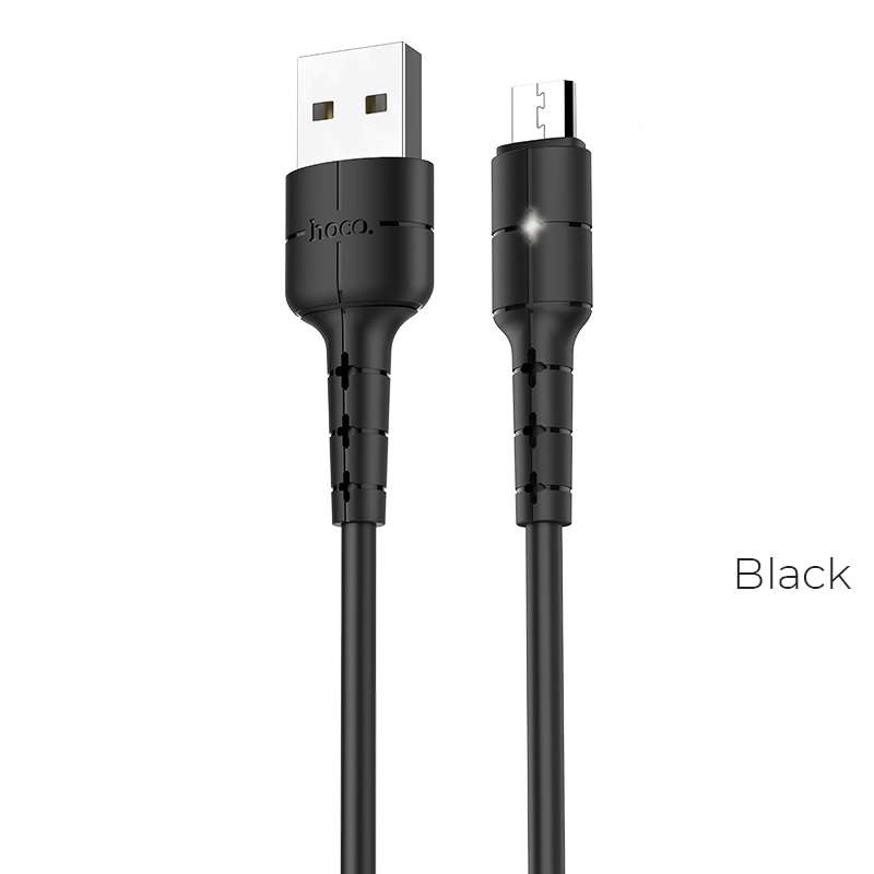 Кабель USB - micro USB HOCO X30 Star 1.2 метра, 2A, ПВХ, индикатор, чёрный