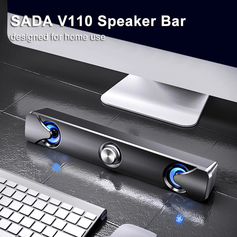 Колонки  Активные SADA V-110 чёрные (2.0, мини саундбар, пит USB, 2*3W, bluetooth 5,0)
