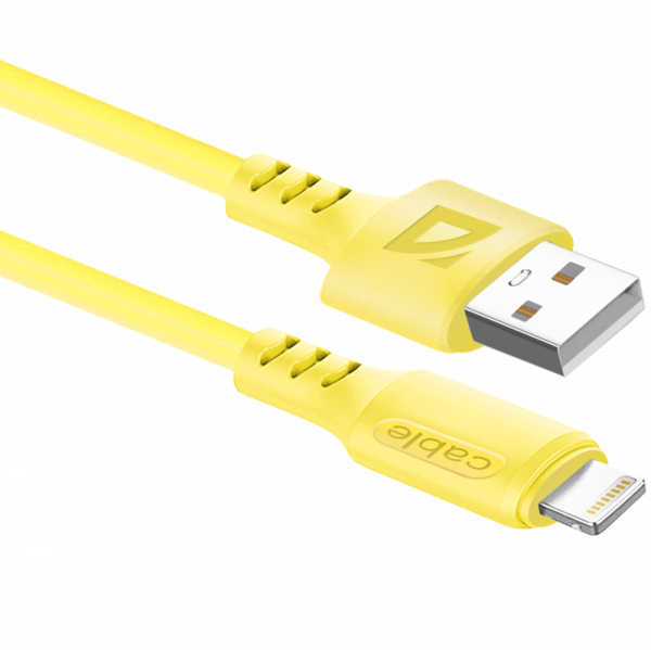 Кабель USB - Lightning  F207,yellow,1м, 2,4А,силикон пакет Defender