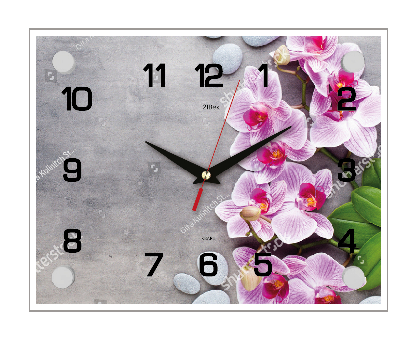Часы настенные СН 2026 - 11 Орхидеи прямоуг (20х26) (10)