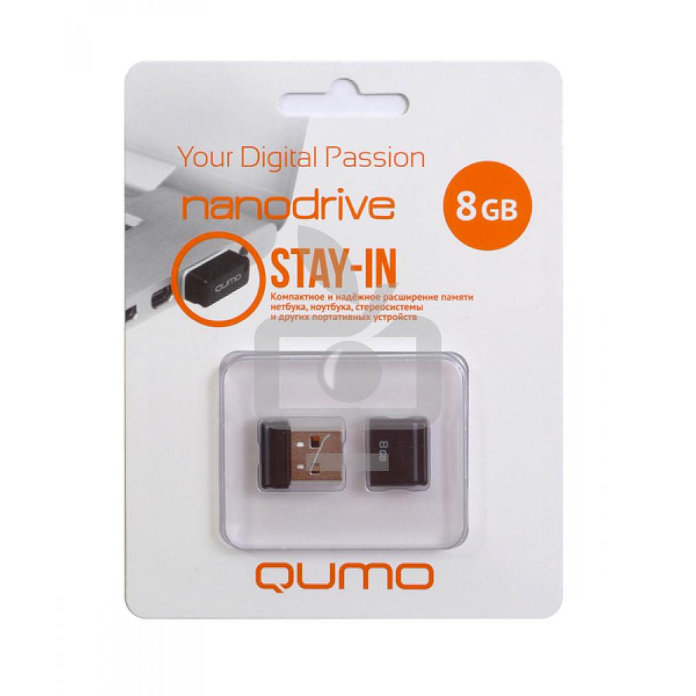 USB2.0 FlashDrives 8Gb QUMO Nano чёрный