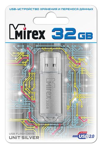 USB2.0 FlashDrives32 Gb Mirex UNIT SILVER