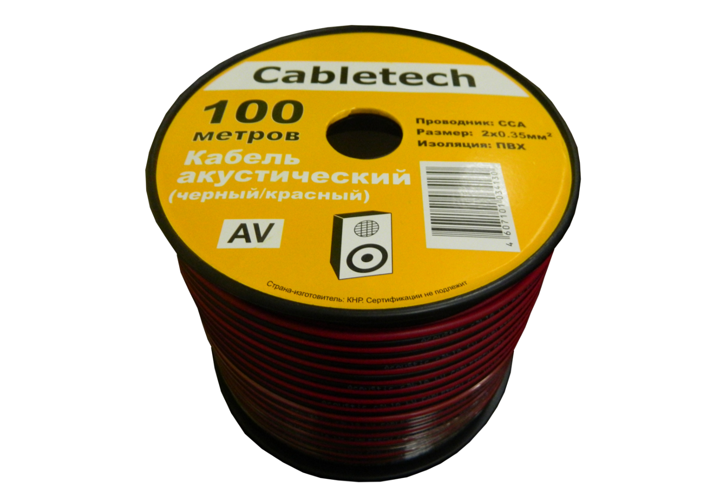 кабель акустический  Cabletech 2*0.75мм2 красн/чёрн (42*0.15мм) CCA, 100м, пластиковая катушка