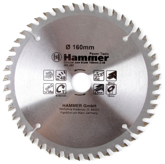 Диск пильный Hammer Flex 205-202 CSB PL 160мм*48*20/16мм  по ламинату