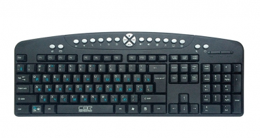 Клавиатура CBR KB 340GМ,104+13 доп. кл., подзапястник, переключение языка 1й кнопкой (софт), USB