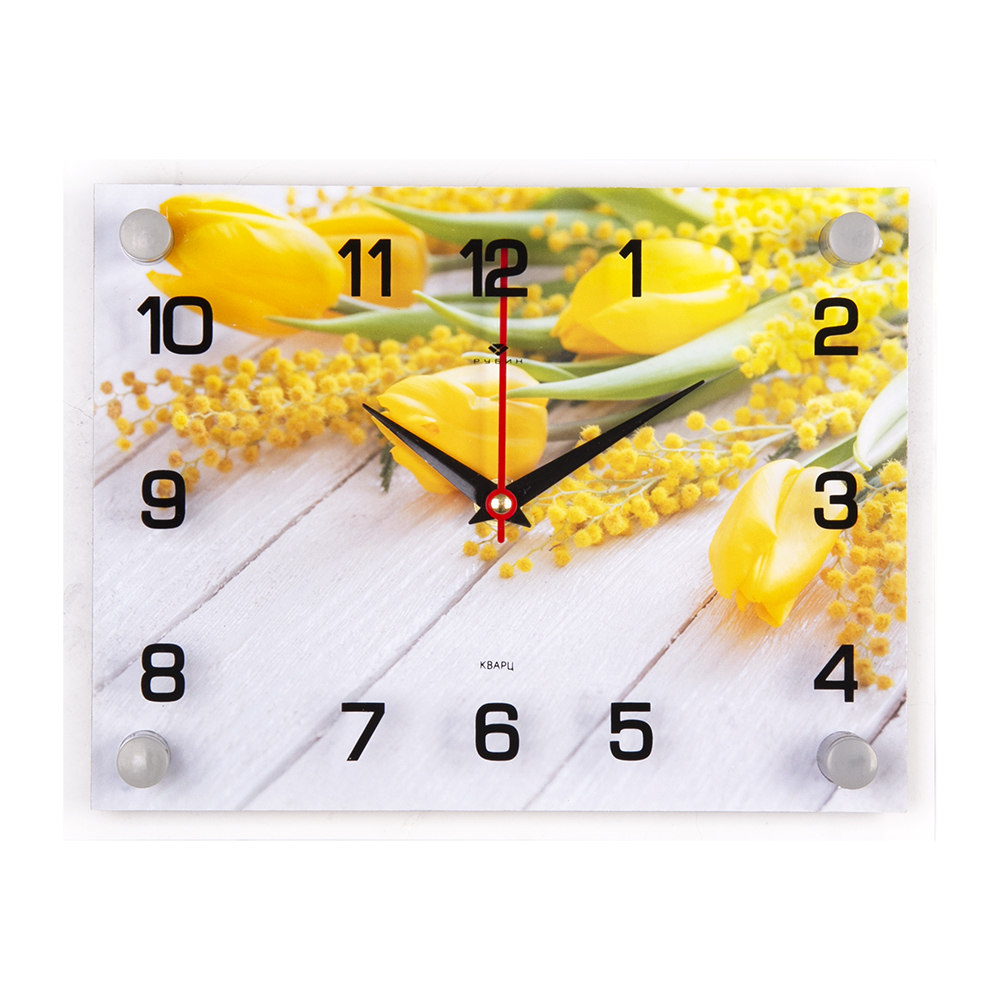 Часы настенные СН 2026 - 031 Тюльпаны на столе прямоуг (20х26) (10)