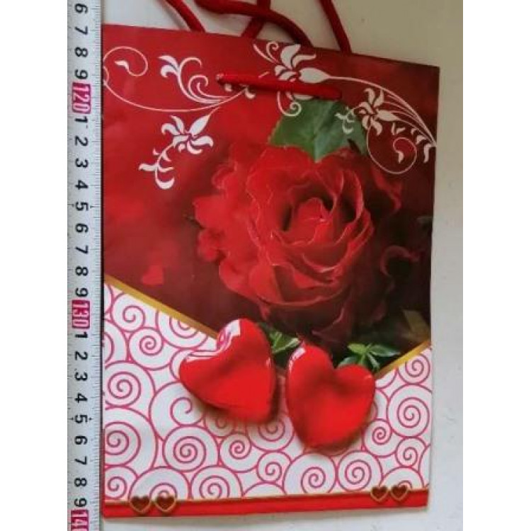 Пакет подарочный бумажный, Розы, 23х17,6х8,5см  Т9 (045884)