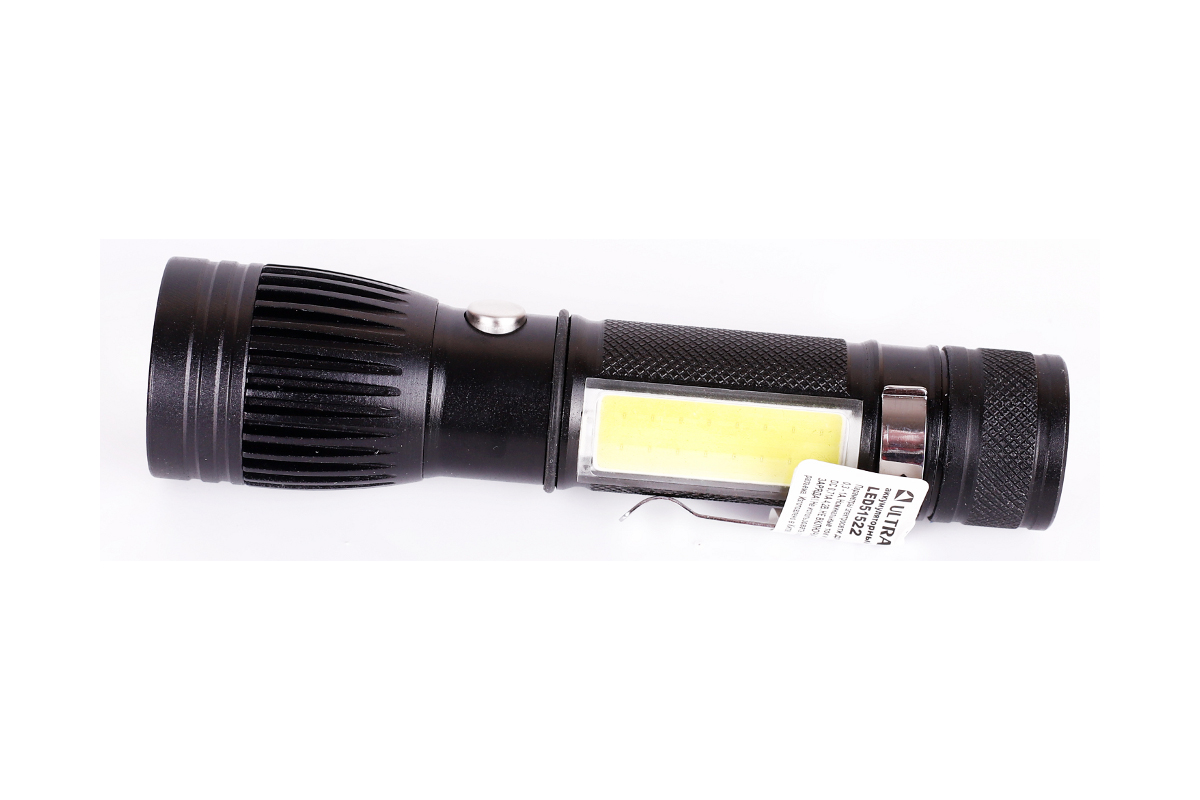 Фонарь  Ultra Flash  LED 51522 (фонарь аккум 4В, черный, 2LED, 3Вт, фокус, 4реж, USB, бокс)