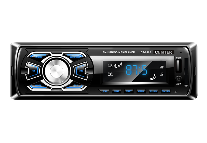 Авто магнитола  Centek СТ-8108 (4х50 Вт, SD/MMC/USB, MP3, цветной LED, память 18 станций)