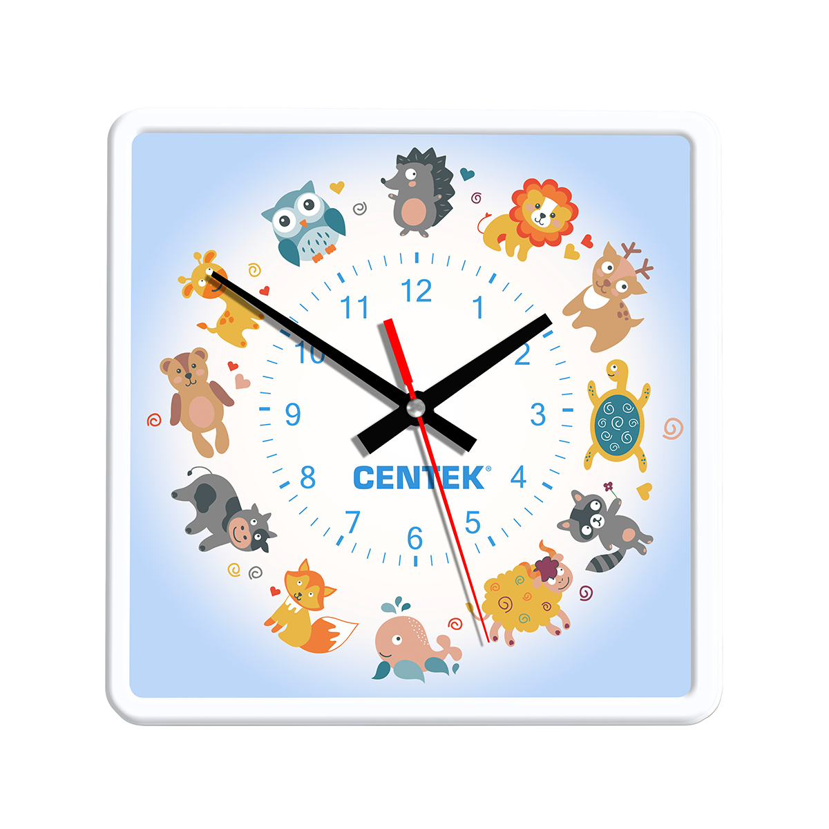 Часы настенные кварцевые Centek СТ-7103 <Kids> (дети) 25х25 см, квадрат, шаговый ход
