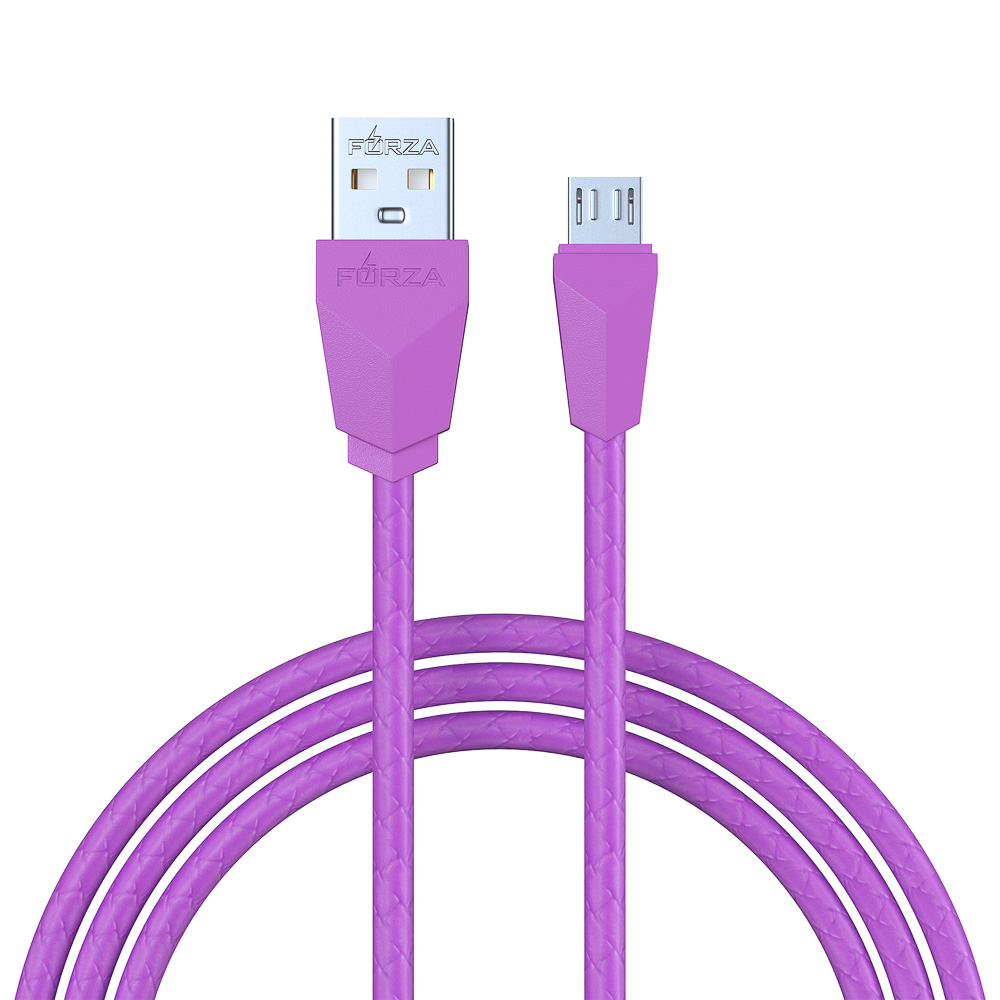 Кабель USB - micro USB FORZA Комфорт, 1м, 1А, прорезиненный, 5 цветов