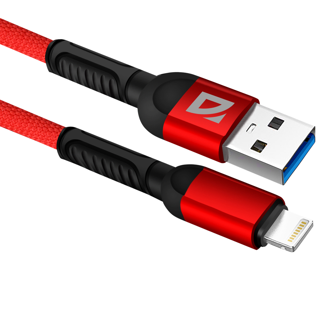 Кабель USB - Lightning F167,red, 1м, 2,4А,ткань Defender