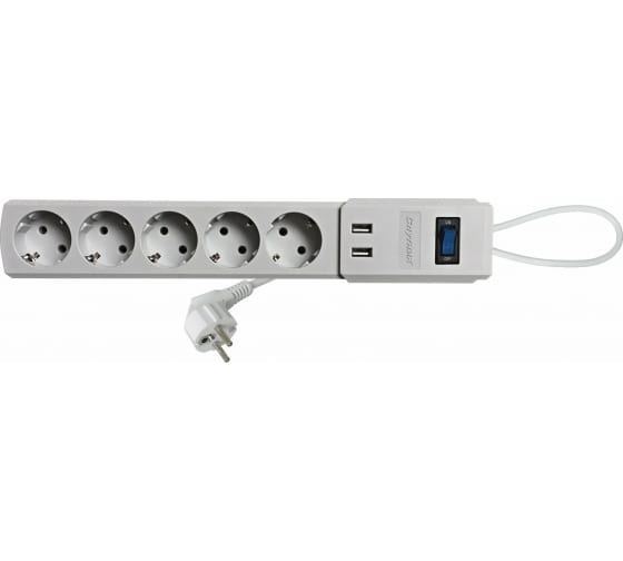 сет/фильтр Спутник SP-518USB 1,8м, белый (USB, 5 розеток, 2,2кВт)