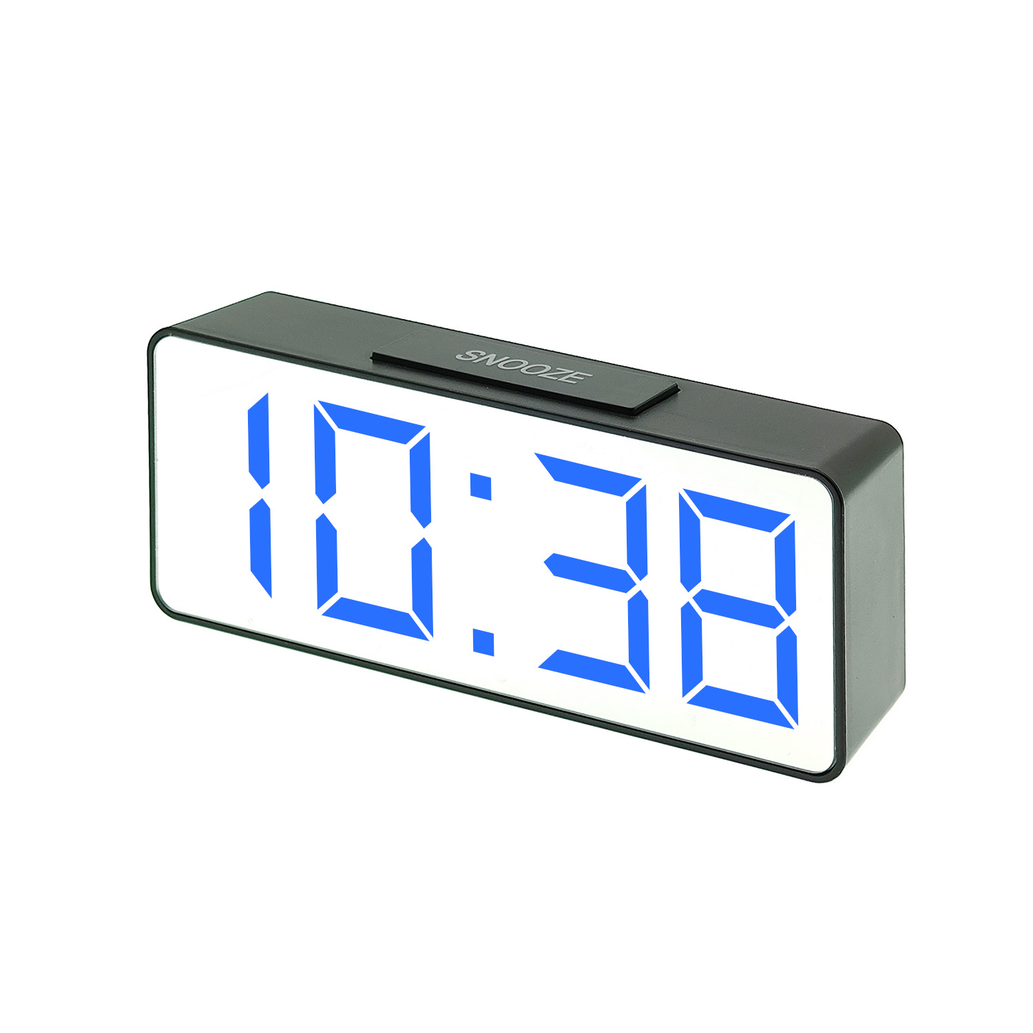 часы настольные VST-886/5 (синие) зеркальные+дата+температура  (без блока, питание от USB)