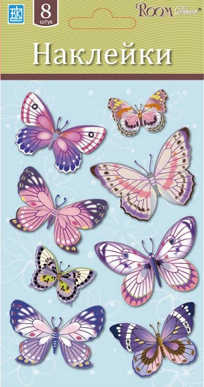Наклейка   LCHPA 05008 (бабочки розовые- мини)  р-р11х19см (уп.12)