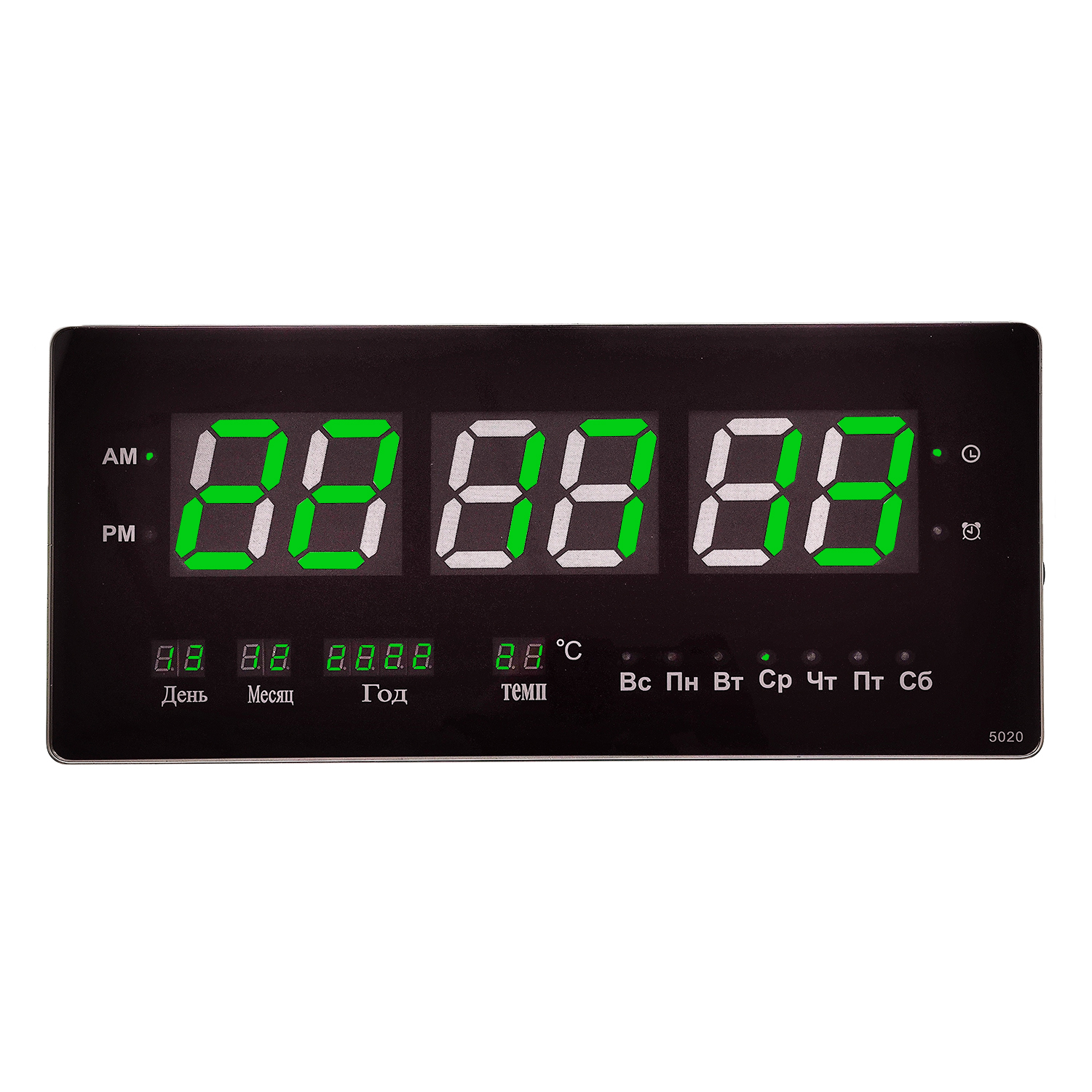 Часы настенные Орбита OT-CLW10 зелёные, будильн, календ, термометр, 220В