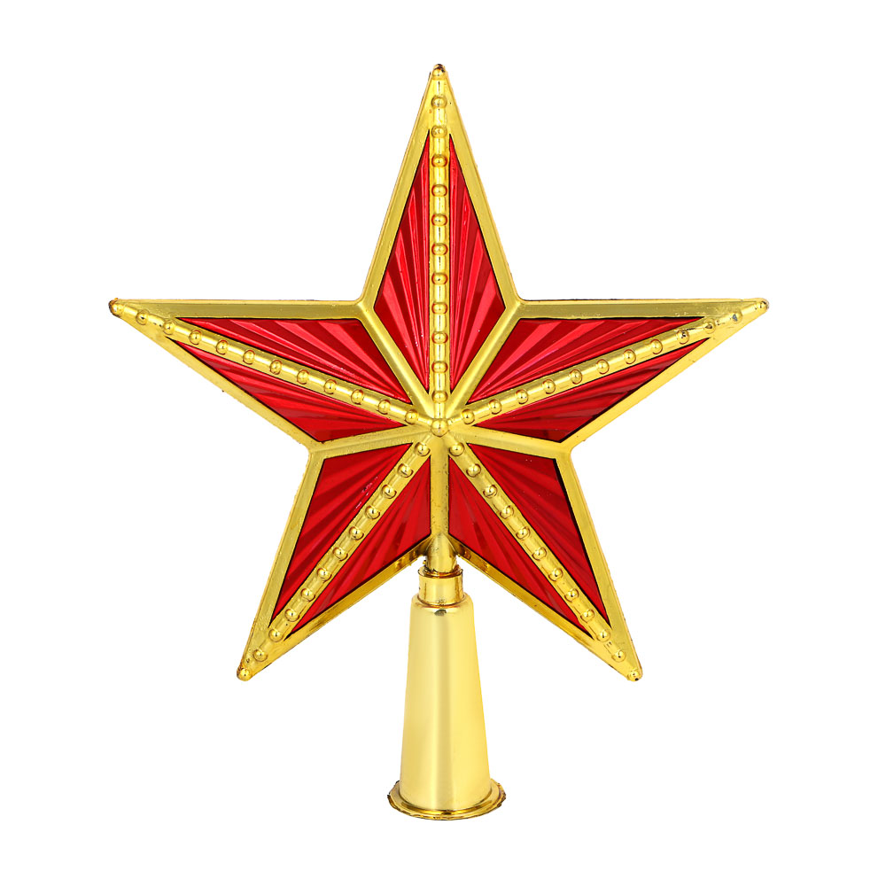 Верхушка на елку Звезда ретро 17,5х15см, пластик, красно-золотая