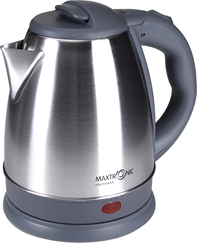 Чайник MAXTRONIC MAX-504 нерж + серый (1,5кВт, 1,5л, мет корпус, скрытый нагр элемент) 16/уп