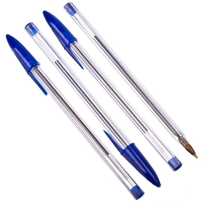 Ручка шариковая набор синяя, (цена за 4шт) пакет еврослот, уп 5 шт