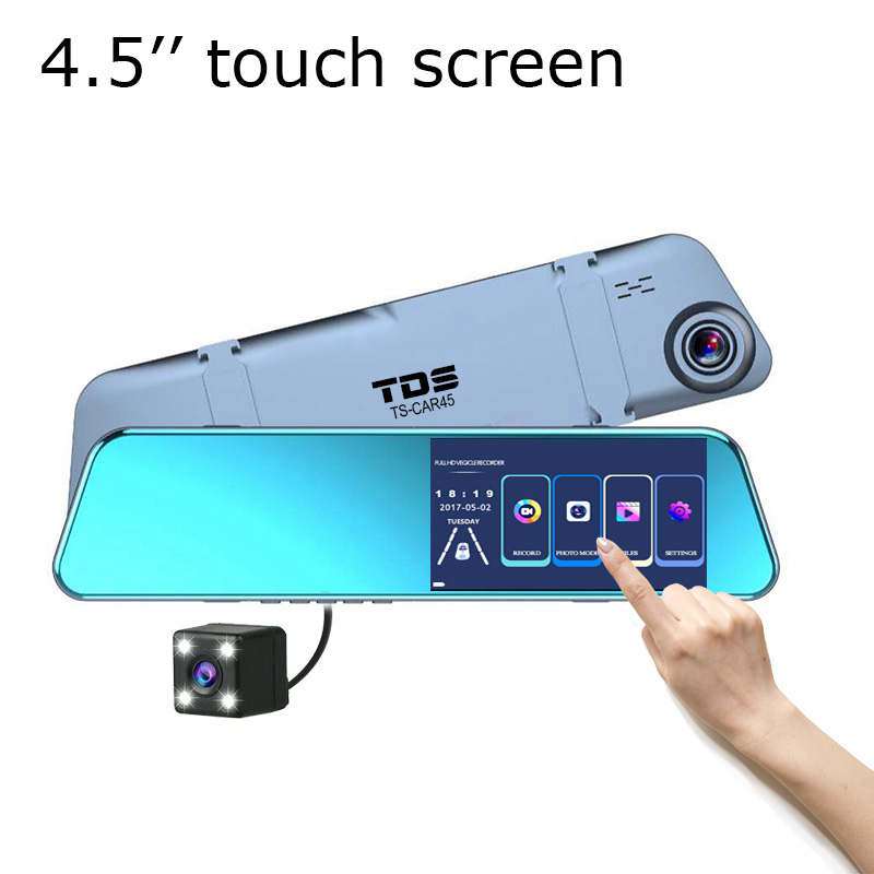 Видеорегистратор TDS TS-CAR45 зеркало (4.5" сенс , две камеры, осн кам 1920*1080, доп кам 640х480)