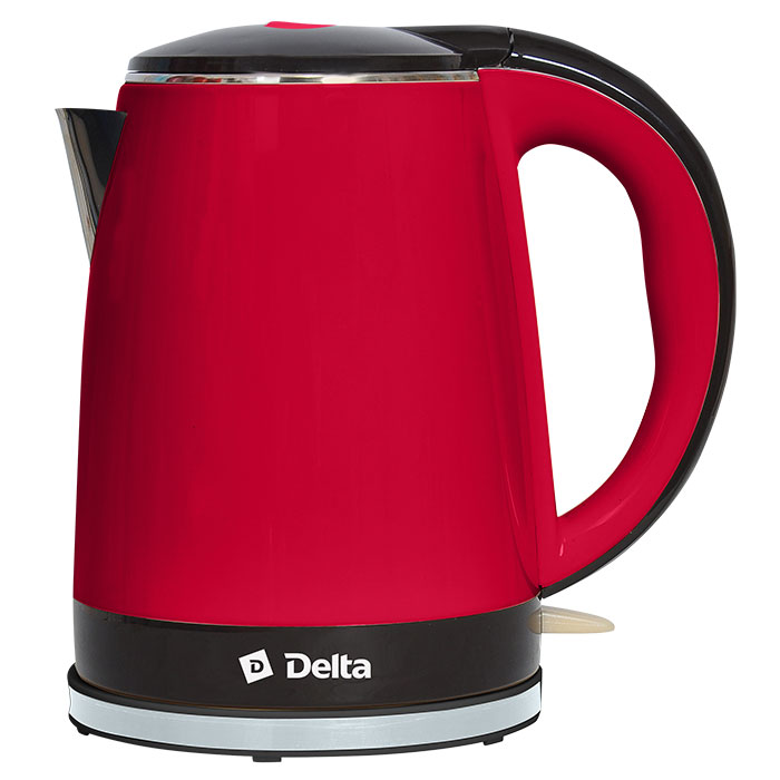 Чайник DELTA DL-1370 ДВОЙНАЯ СТЕНКА красный с черным: 2200 Вт, 1,8л (12)