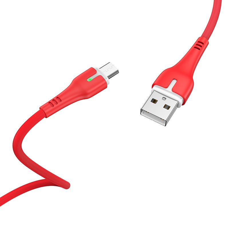 Кабель USB - micro USB HOCO X45 Surplus 1 метр, 2.4A, индикатор, ПВХ, красный