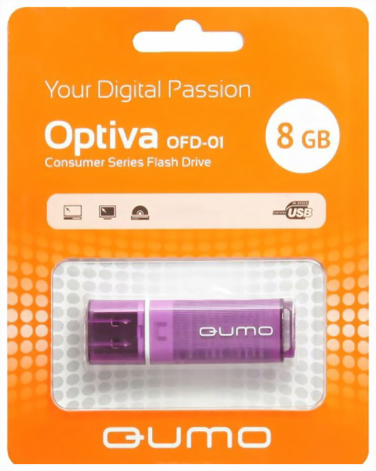 USB2.0 FlashDrives 8Gb QUMO Optiva 01 Violet фиолетовый