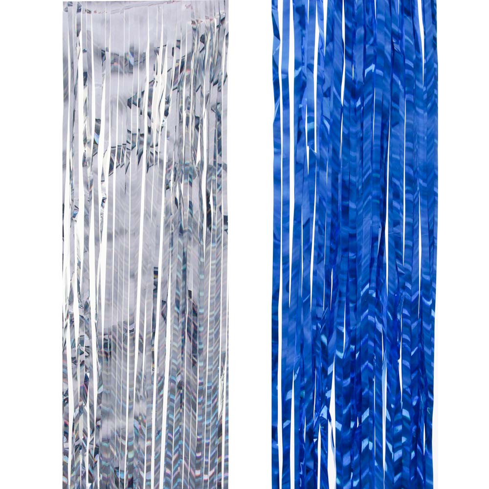 Дождик СНОУ БУМ с волнистым переливом, 15х100см, ПВХ, 2 цвета (синий, серебро)