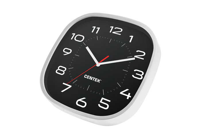 Часы настенные кварцевые Centek СТ-7106 Black черный (30 см диам., шаговый ход, кварцевый механ)