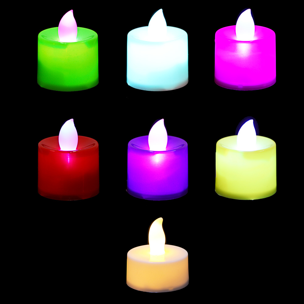 Фонари декоративные в виде свечей, пластик, LED, 4-4,5см, 6 цветов