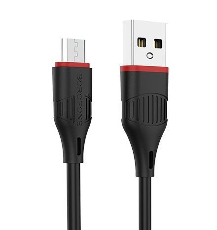 Кабель USB - micro USB BOROFONE BX17 Enjoy AM-microBM  1 метр, 2A, ПВХ, чёрный