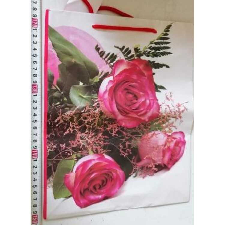 Пакет подарочный бумажный, Цветы, 31,5х25,5х11см (046060)