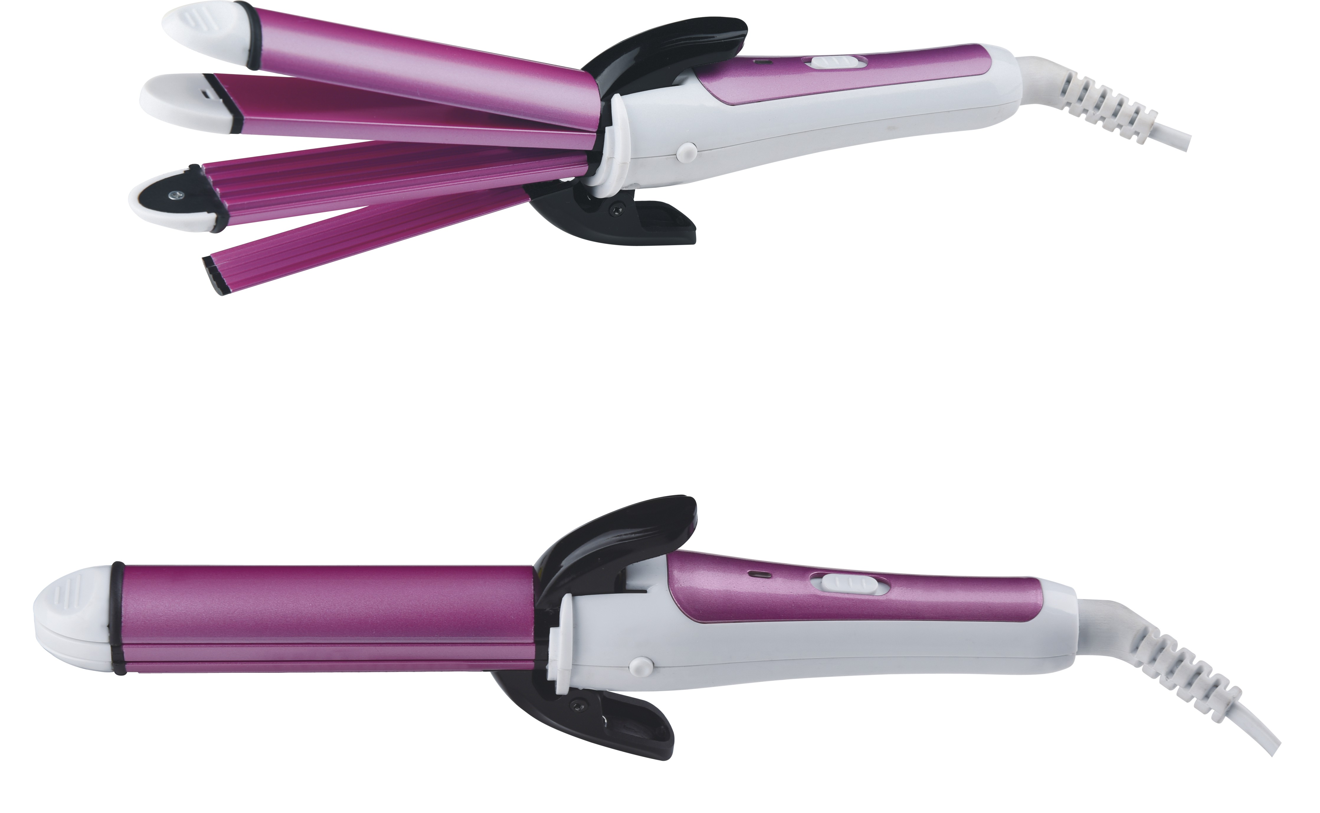 Щипцы для волос MAXTRONIC MAX-MGS-665 розовый (35Вт, выпрямление+2 гофре+локоны) 24/уп