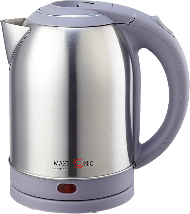 Чайник MAXTRONIC MAX-302 нерж + серый (1,8кВт, 2л, мет корпус, скрытый нагр элемент) 12/уп