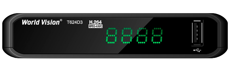 Цифровая TV приставка (DVB-T2) World Vision T624D3 (дисплей, кнопки, H.264, T2+C, IPTV, AC3, бп )