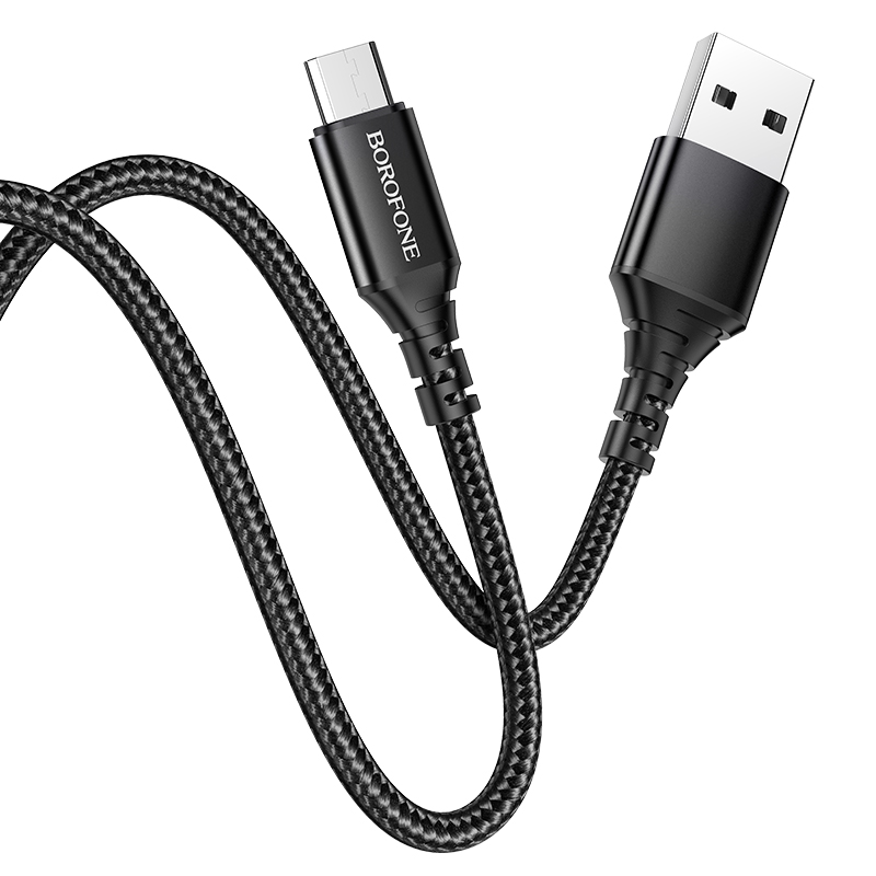 Кабель USB - micro USB BOROFONE BX54 Чёрный 2.4A, нейлон, 1м