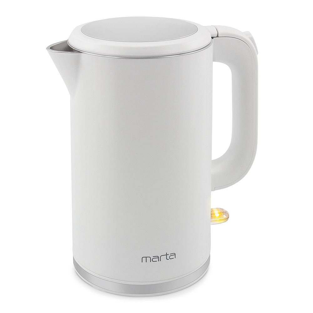 Чайник  MARTA MT-4556 белый жемчуг (1,7л, двойн стенки, диск 2,2кВт) 8/уп