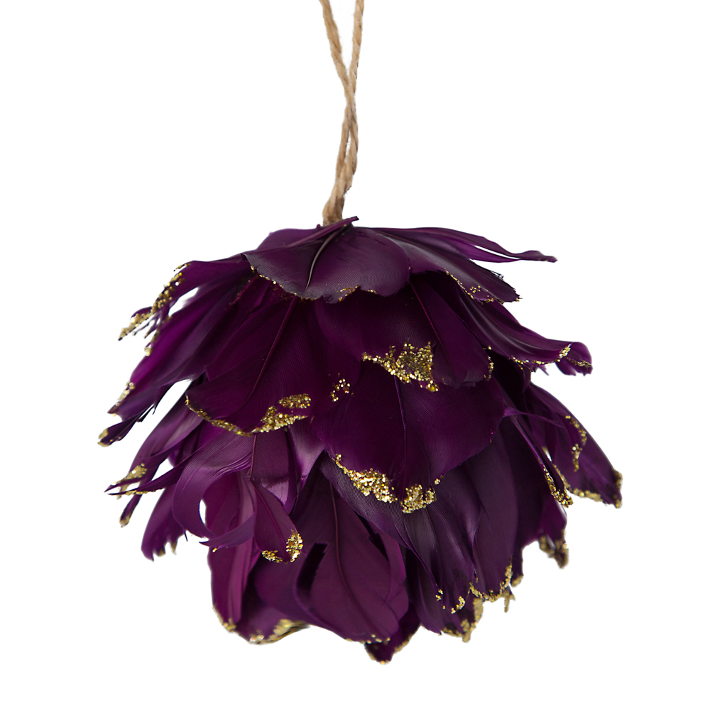 Подвеска в виде цветка из перьев, 12 см, цвет бордо с золотом