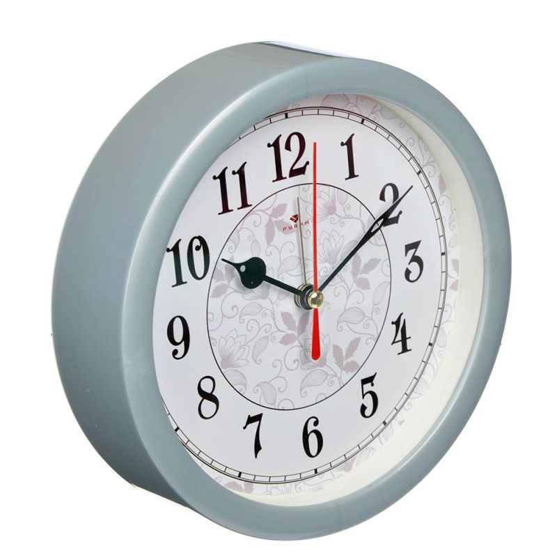 Часы будильник  B4-009 (диам 15 см) перламутр "Узор"